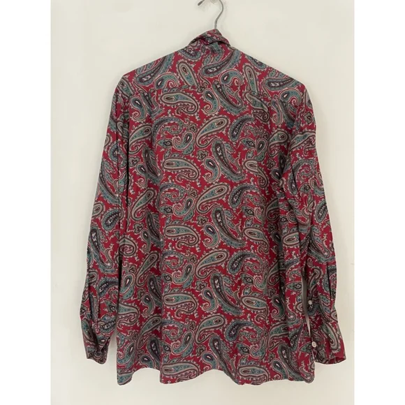 Ralph Lauren Paisley Tie Neck Blouse Red Vintage Silk Feel Top Size 6 - Picture 4 of 7